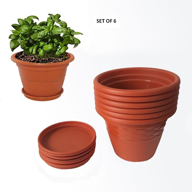 Conical Pot with Saucer 10" - Terracotta