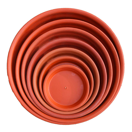 Plastic Round Bottom Tray - Terracotta Terracotta color 