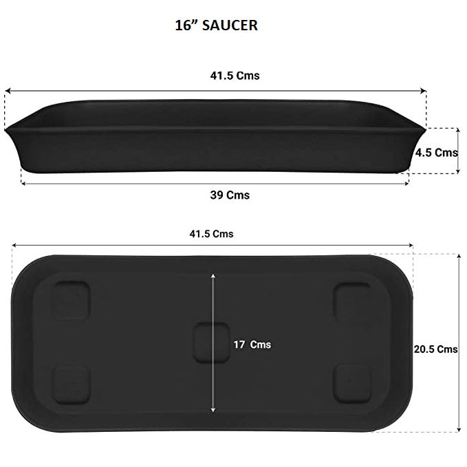 Rectangular Bottom Tray - Black