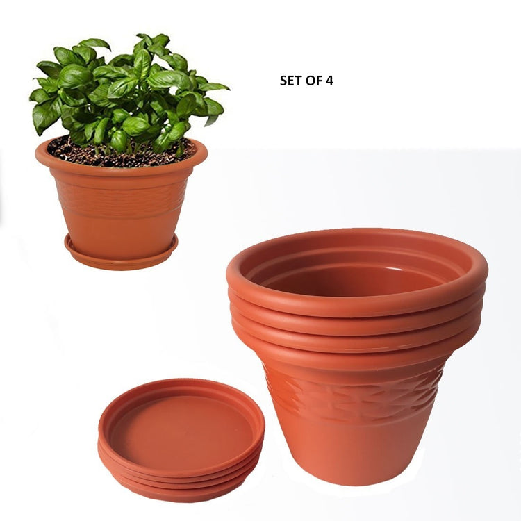 Conical Pot with Saucer 10" - Terracotta