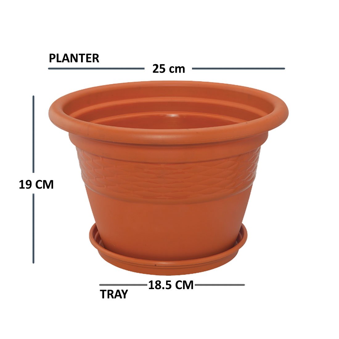 Conical Pot with Saucer 10" - Terracotta
