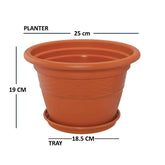 Conical Pot with Saucer 10" - Terracotta