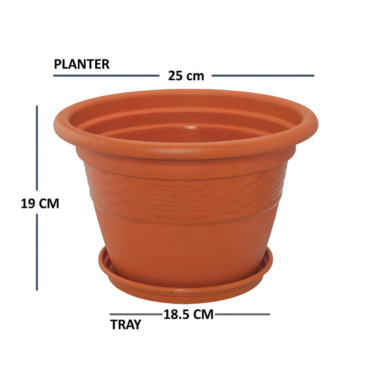 Conical Pot with Saucer 10" - Terracotta
