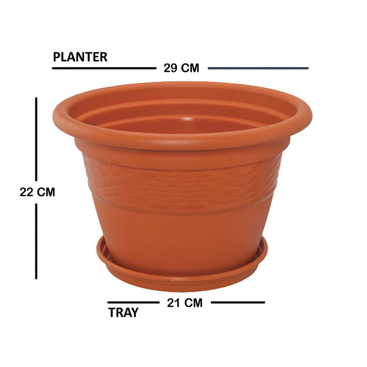 Conical Pot with Saucer 10" - Terracotta