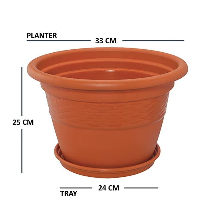 Conical Pot with Saucer 10" - Terracotta