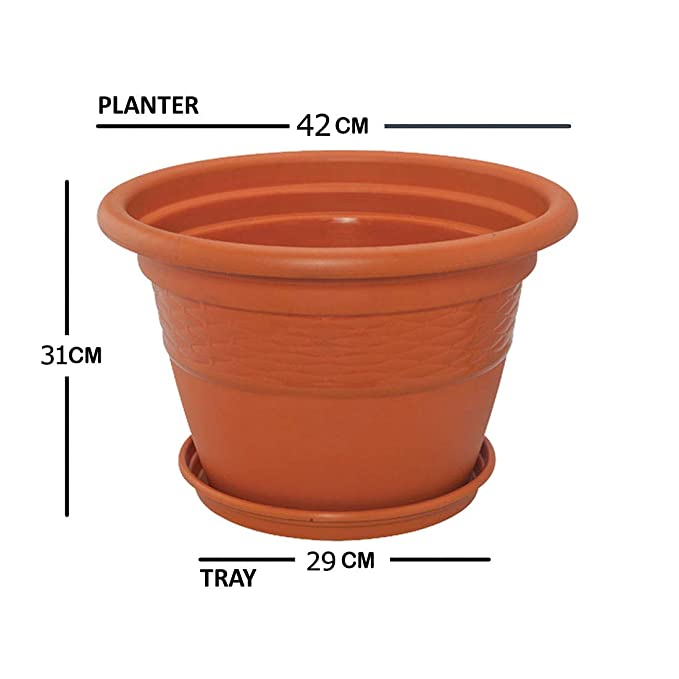 Conical Pot with Saucer 10" - Terracotta