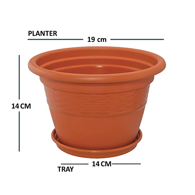 Conical Pot with Saucer 10" - Terracotta