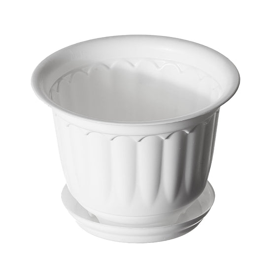 Plastic Jasmine Pot with Bottom Tray 10 " White color 