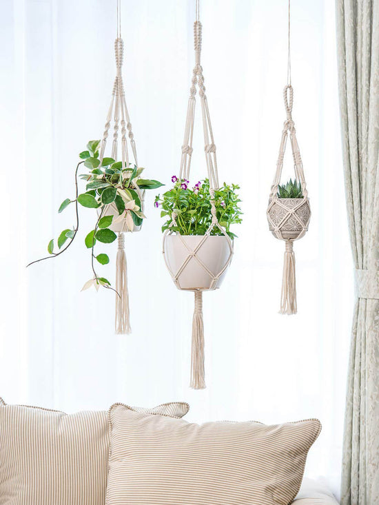 Fabric Macrame Pot Hanger White color 