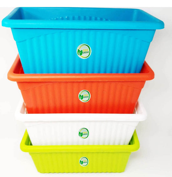 Plastic Rectangular Planter 14" Long Multicolour color 