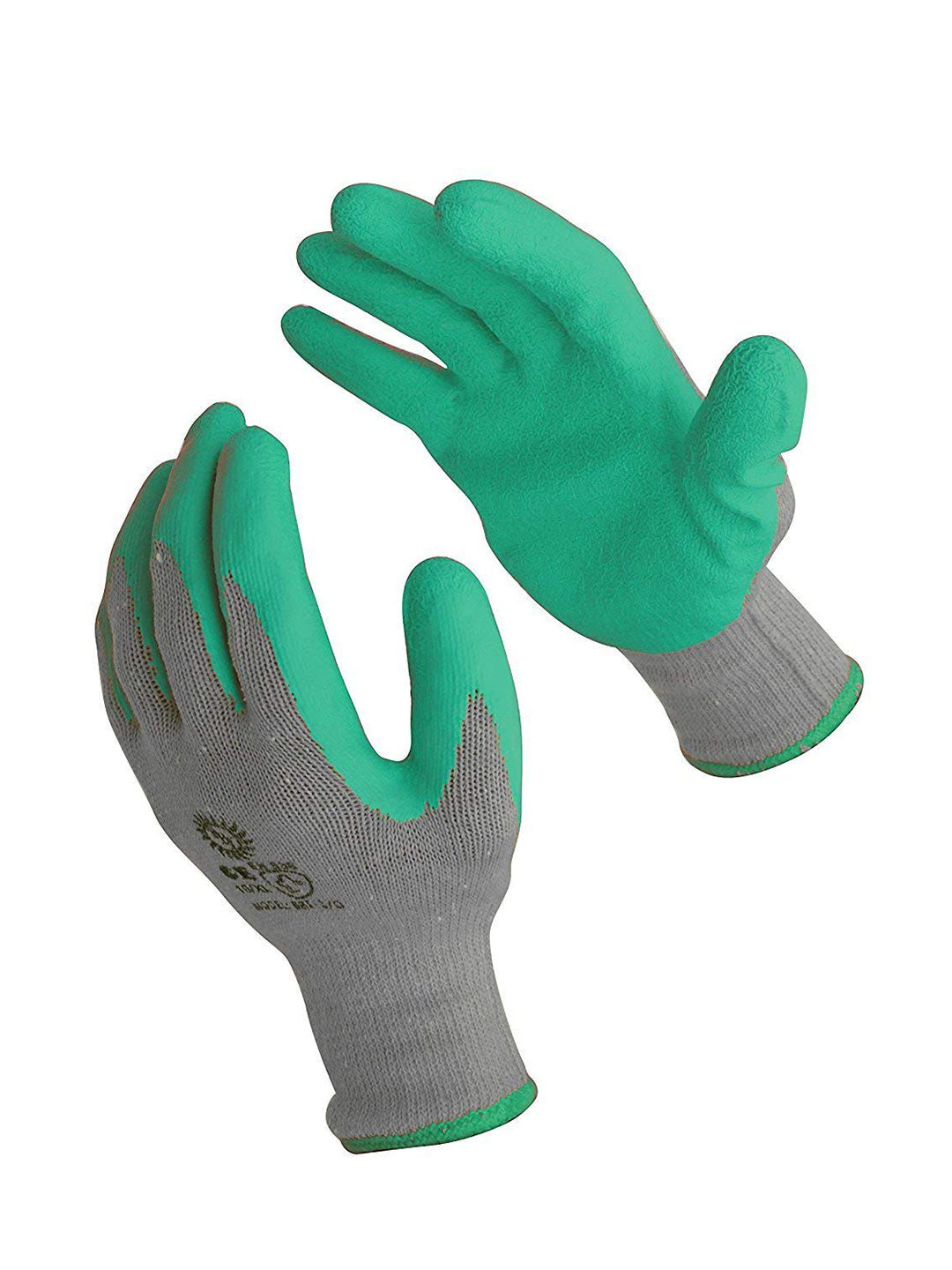 Cotton with latex coating Cotton Gardening Glove Green and Grey color 