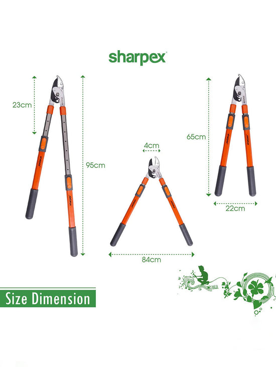 Mild Steel with Chromium Plating Telescopic Bypass Lopping Shear Black and Orange (Handle) color 