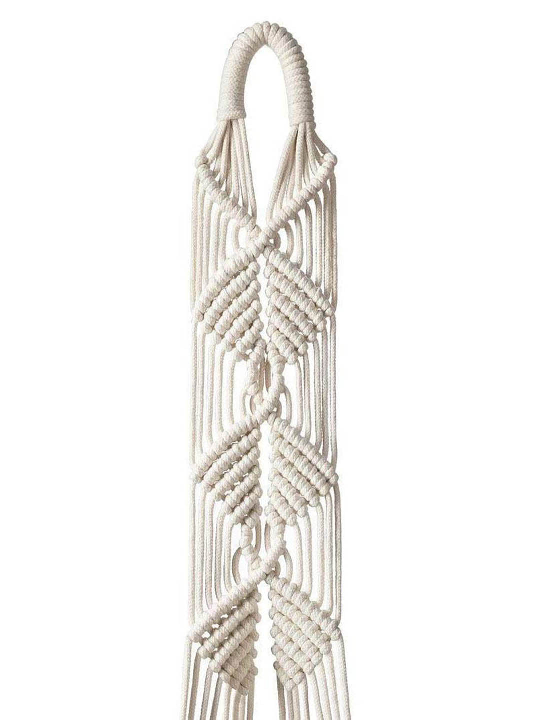 Macrame Pot Hanger - White Dot