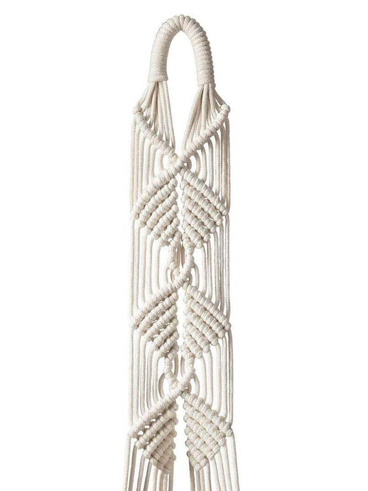 Macrame Pot Hanger - White Dot