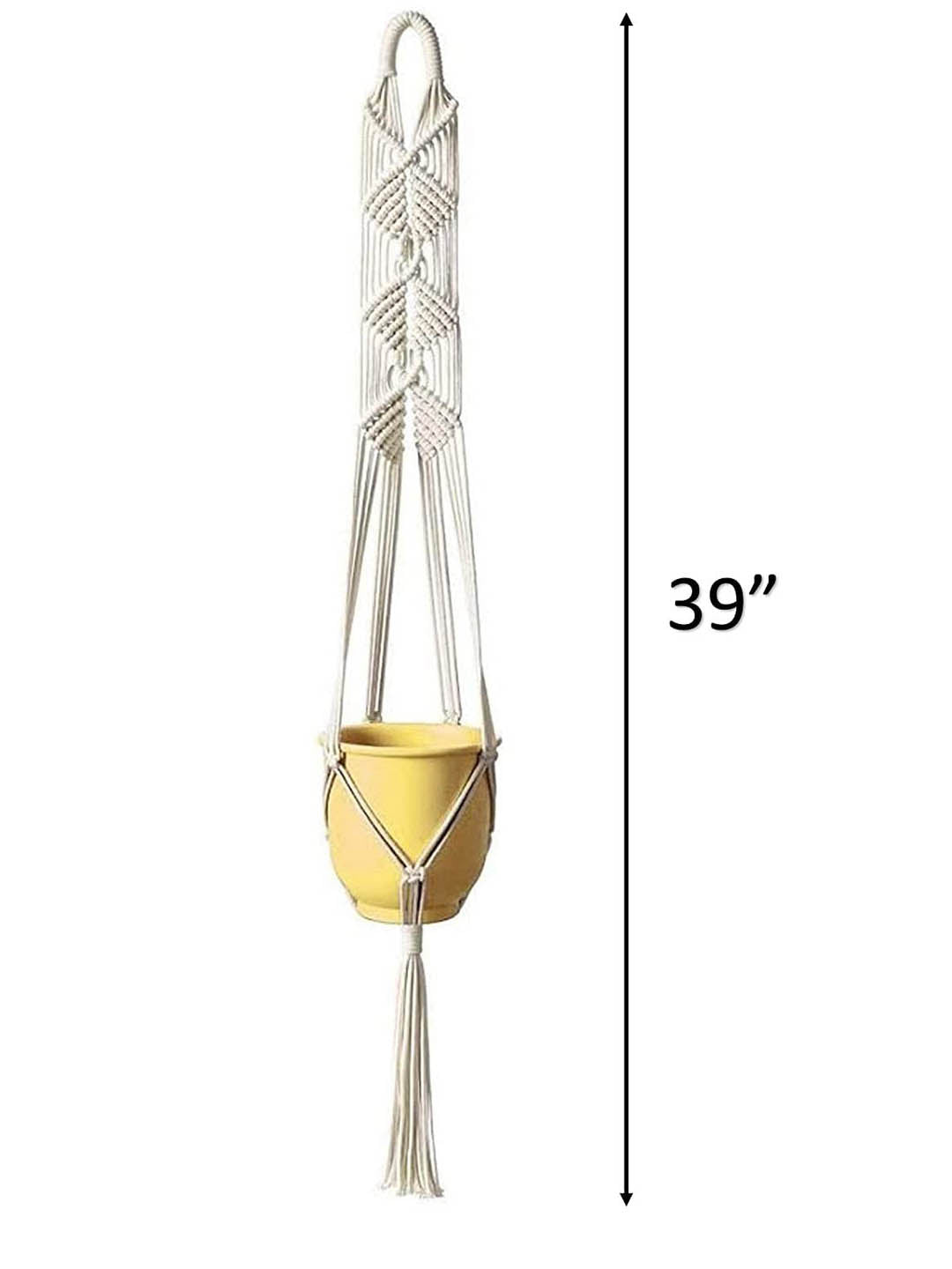 Macrame Pot Hanger - White Dot