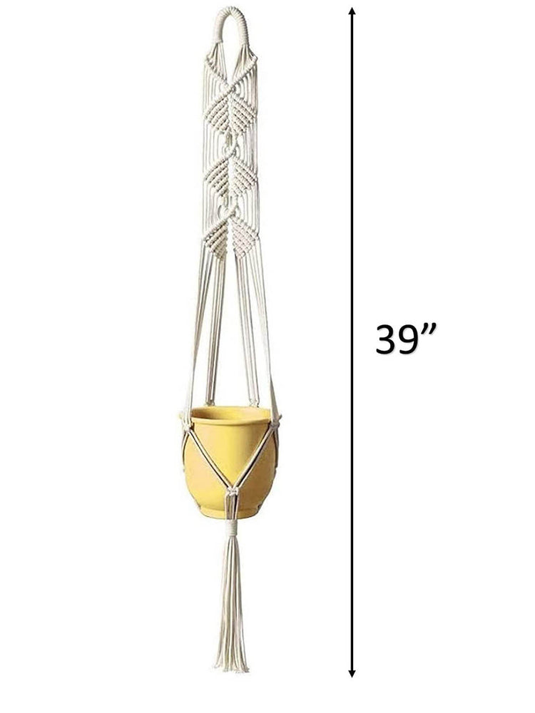 Macrame Pot Hanger - White Dot