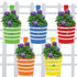 Galvanized Steel Striped Metal Railing Planter Multicolour color 