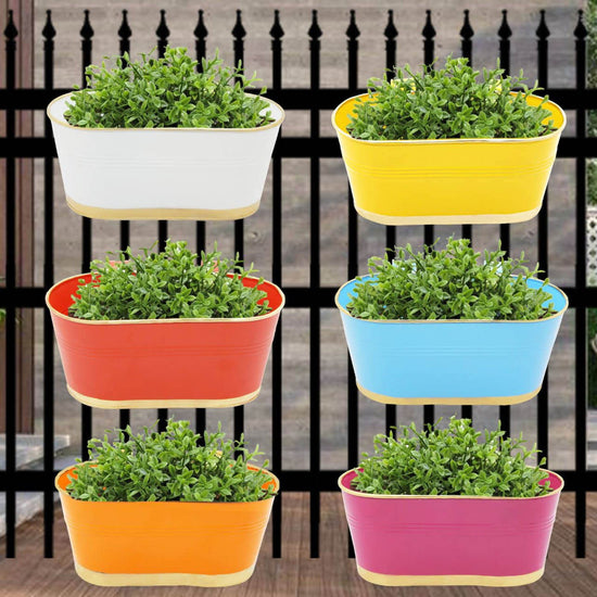 Galvanized Steel Metal Railing Planter White color 