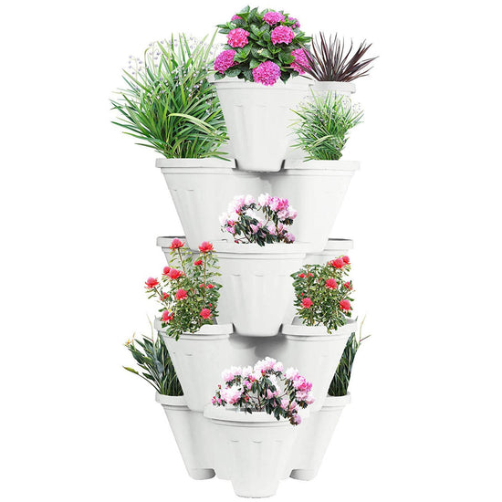 Plastic Stacking Flower Pot White color 