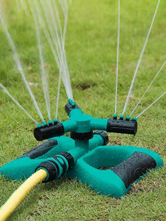 Plastic 3-Arm 360 Degree Garden Sprinkler Blue and Black color 