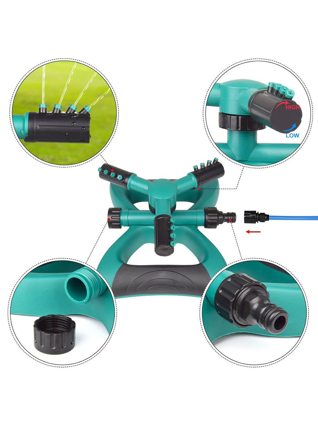 3-Arm 360 Degree Garden Sprinkler